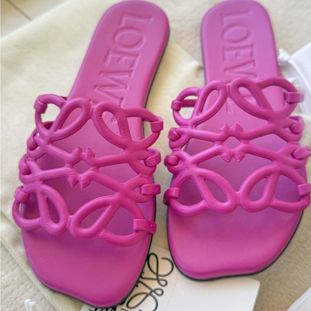 Loewe Fuchsia Petal Pink Anagram Sandals